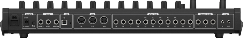 Connectique de la boîte à rythmes Behringer RD-8