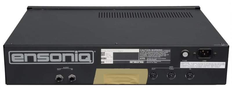 Panneau arrière de l'échantillonneur Ensoniq Mirage DMS8 Connectique de l'échantillonneur Ensoniq Mirage DMS8