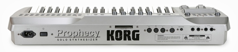 Panneau arrière du synthétiseur Korg Prophecy Connectique du synthétiseur Korg Prophecy