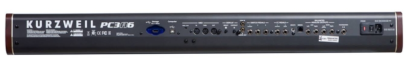 Panneau arrière du synthétiseur Kurzweil PC3A6 Connectique du synthétiseur Kurzweil PC3A6
