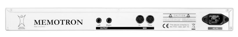Panneau arrière de l'échantillonneur Manikin Electronic Memotron Rack Connectique de l'échantillonneur Manikin Electronic Memotron Rack