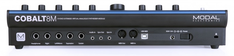Panneau arrière du synthétiseur Modal Cobalt8M Connectique du synthétiseur Modal Cobalt8M