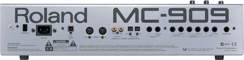 Connectique de la groovebox Roland MC-909