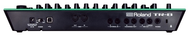 Panneau arrière de la boîte à rythmes Roland TR-8 Connectique de la boîte à rythmes Roland TR-8