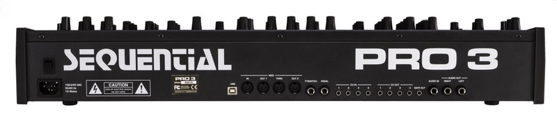 Panneau arrière du synthétiseur Sequential Pro 3 Connectique du synthétiseur Sequential Pro 3