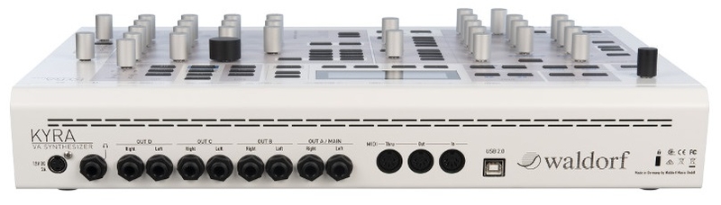 Panneau arrière du synthétiseur Waldorf Kyra Connectique du synthétiseur Waldorf Kyra